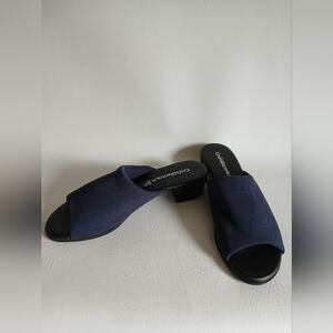 Croft & Barrow With Ortholite Comfort Micro Fabric Navy Open-Toe Mules Sz7.5M